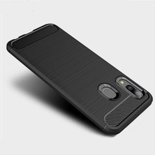 Microcase Samsung Galaxy A20e Brushed Carbon Fiber Silikon Kılıf - Siyah