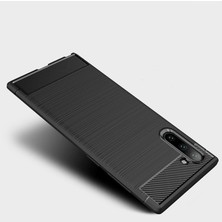 Microcase Samsung Galaxy Note 10 Brushed Carbon Fiber Silikon Kılıf - Siyah