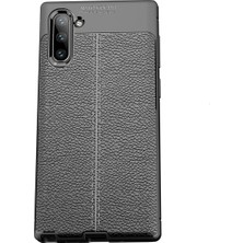 Microcase Samsung Note 10 Leather Tpu Silikon Kılıf - Siyah