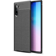 Microcase Samsung Note 10 Leather Tpu Silikon Kılıf - Siyah