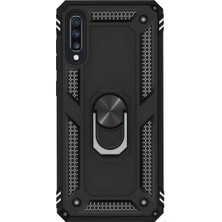 Microcase Samsung Galaxy A50 Anka Serisi Yüzük Standlı Armor Kılıf - Siyah