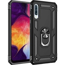 Microcase Samsung Galaxy A50 Anka Serisi Yüzük Standlı Armor Kılıf - Siyah