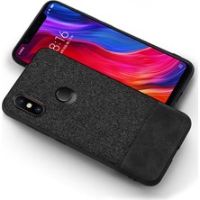 Microcase Xiaomi Mi 8 SE Fabrik Serisi Kumaş ve Deri Desen Kılıf - Siyah