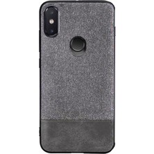 Microcase Xiaomi Mi 8 SE Fabrik Serisi Kumaş ve Deri Desen Kılıf - Gri