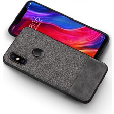 Microcase Xiaomi Mi 8 SE Fabrik Serisi Kumaş ve Deri Desen Kılıf - Gri