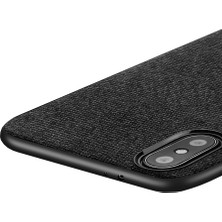 Microcase Xiaomi Mi 8 Pro Fabrik Serisi Kumaş ve Deri Desen Kılıf - Siyah