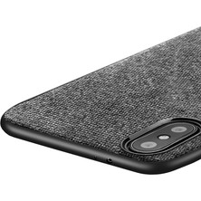 Microcase Xiaomi Mi 8 Pro Fabrik Serisi Kumaş ve Deri Desen Kılıf - Gri