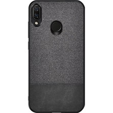 Microcase Xiaomi Redmi Note 7 Fabrik Serisi Kumaş ve Deri Desen Kılıf - Siyah