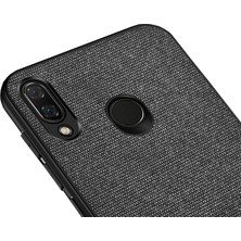 Microcase Xiaomi Redmi Note 7 Fabrik Serisi Kumaş ve Deri Desen Kılıf - Siyah