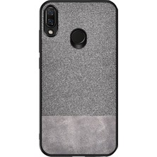 Microcase Xiaomi Redmi Note 7 Fabrik Serisi Kumaş ve Deri Desen Kılıf - Gri