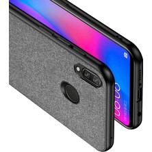 Microcase Xiaomi Redmi Note 7 Fabrik Serisi Kumaş ve Deri Desen Kılıf - Gri