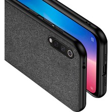 Microcase Xiaomi Mi 9 SE Fabrik Serisi Kumaş ve Deri Desen Kılıf - Siyah