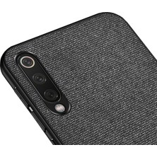 Microcase Xiaomi Mi 9 SE Fabrik Serisi Kumaş ve Deri Desen Kılıf - Siyah