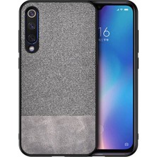 Microcase Xiaomi Mi 9 SE Fabrik Serisi Kumaş ve Deri Desen Kılıf - Gri