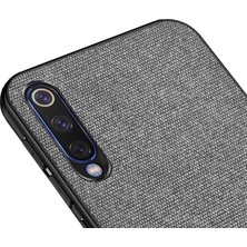 Microcase Xiaomi Mi 9 SE Fabrik Serisi Kumaş ve Deri Desen Kılıf - Gri