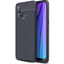 Microsonic Samsung Galaxy A10s Kılıf Deri Dokulu Silikon Lacivert