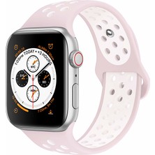 Case 4U Apple Watch Seri 7/6/SE/5/4 Delikli Spor Kayış 45mm 44mm 42mm Uyumlu Pembe