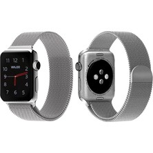 Case 4U Apple Watch Seri 7/6/SE/5/4 Metal Kayış Milano Loop 45mm 44mm 42mm Uyumlu Gümüş