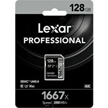 Lexar 128GB 1667X U3 V60 4K SD Hafıza Kartı 250 Mb/s