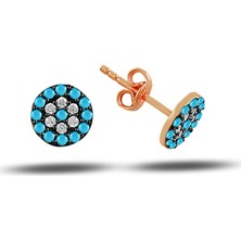 Rams Gümüş Firuze Taşlı Mini Nazar Küpe