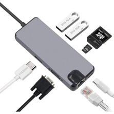 Mobitell Type-C To USB 3.0 Çoklayıcı Ethernet 4K HDMI 8 in 1 SD/TF Adaptör