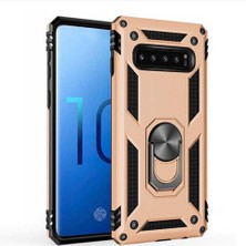 CoverZone Huawei Y9 Prime 2019 Standlı Yüzük Tutuculu Kılıf Gold