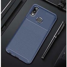 Case 4U A10S Uyumlu Kılıf Rugged Armor Karbon Desenli Lüx Negro Silikon Arka Kapak Lacivert