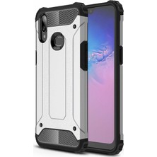 Case 4U Galaxy A10S Kılıf Military Armor Çift Katmanlı Crash Silikon Kılıf Gümüş