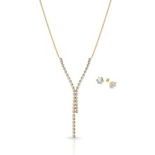 Forentina Bayan Altın Kaplama Su Yolu Kolye Küpe Set  Ps794