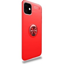 Gpack Apple iPhone 11 Pro Kılıf Ravel Yüzüklü Mıknatıslı Silikon + Nano Glass Kırmızı