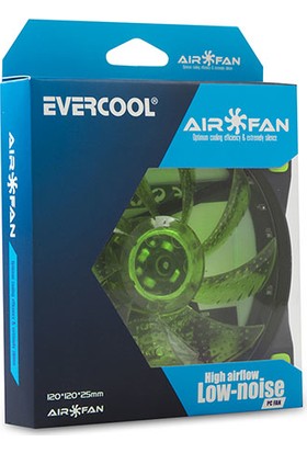Evercool CS1230G 120x120x25 mm Yeşil Işıklı Kasa Fanı