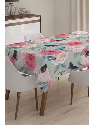 Modern Çiçek Temalı Dijital Baskılı 3D Masa Örtüsü - 140 x 180 cm