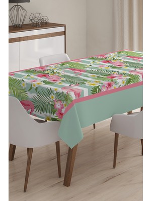 RealHomes Flamingo Desenli Dijital Baskılı 3D Masa Örtüsü - 140 x 220 cm
