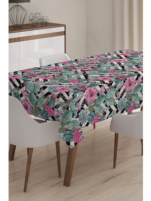 Modern Çiçekli Dijital Baskılı 3D Masa Örtüsü - 140 x 220 cm