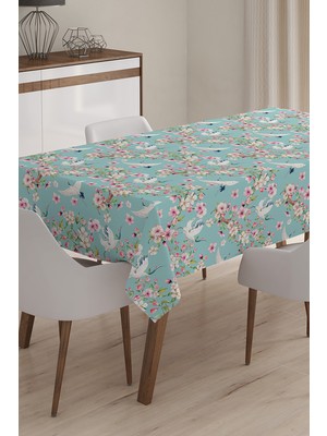 Modern Kuş Temalı Dijital Baskılı 3D Masa Örtüsü - 120 x 140 cm
