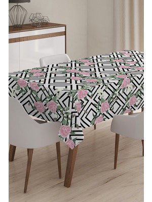Çiçek Temalı Dijital Baskılı 3D Masa Örtüsü - 140 x 180 cm