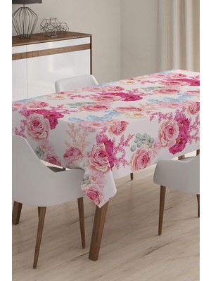Çiçek Desenli Dijital Baskılı 3D Masa Örtüsü - 120 x 140 cm
