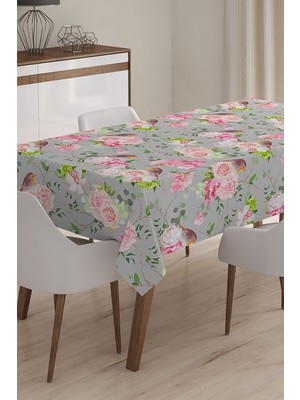 Modern Kuş Desenli Dijital Baskılı 3D Masa Örtüsü - 140 x 180 cm