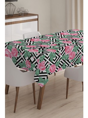 Çiçek Desenli Dijital Baskılı 3D Masa Örtüsü - 140 x 180 cm