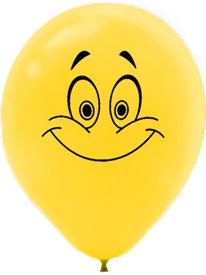Kikajoy Gülen Yüz Baskılı Sarı Balon 10'lu