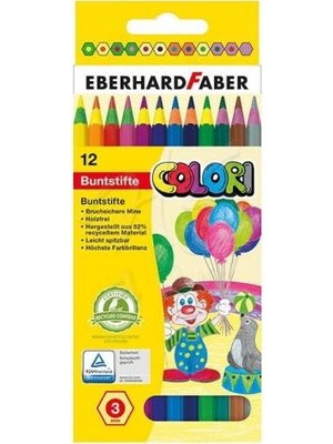 Eberhard Faber Colori 12'li Kuru Boya Kalem Seti 3 mm 514814 Renkli Çocuklar İçin Eğlenceli Boyama
