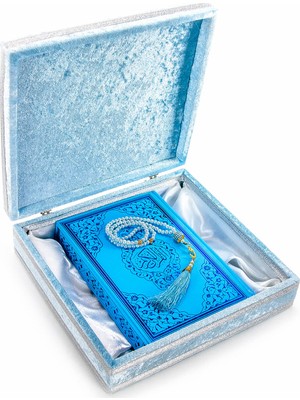 Babalar Gününe Özel Şık Kadife Kutulu Kuranı Kerim ve Inci Tesbih Seti