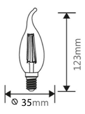 Braytron Kıvrık Buji Ince Duylu LED Ampul Cam 4 W E-14 2700K Gunışığı Işık BA35-00410