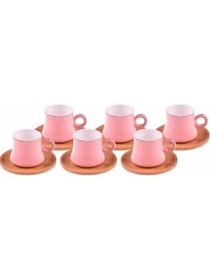 Bambum Harem - 6 Kişilik Kahve Fincan Takımı Pembe