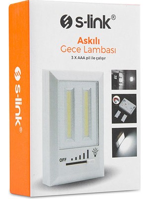 S-Link SL-8700 Kademe Ayarlı LED 3*aaa Pilli Gece Lambası