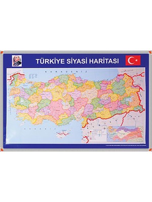 Panda 401 Türkiye Siyasi Haritası Alüminyum Çerçeve 70x100 cm Renkli Detaylarla