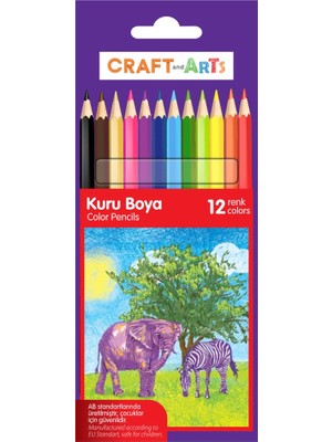Craft And Arts 12'li Kuru Boya Seti Tam Boy Renkli Kalemler Çocuklar İçin Güvenli Ürün