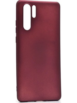 Tekno Grup Huawei P30 Pro Kılıf Mat Premium Silikon Kılıf - Bordo + 360 Full Body Ekran Koruma (Ön-Arka)