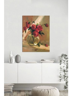 Tablosan Vazoda Güller Çiçek Kanvas Tablo
