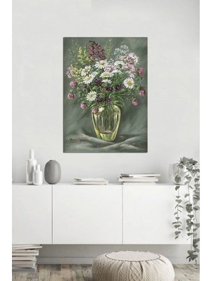 Tablosan Vazoda Çiçekler Kanvas Tablo